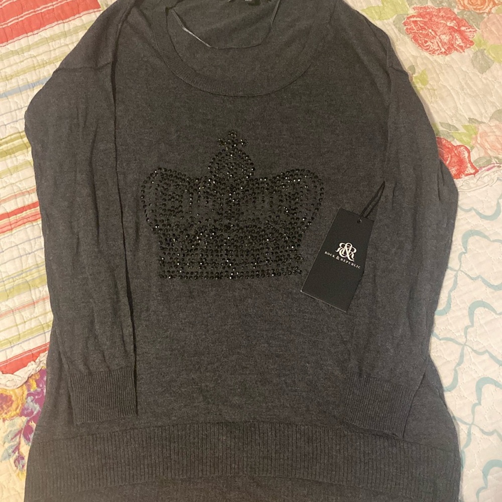 Rock & Republic XS New with Tags Charcoal Sweater